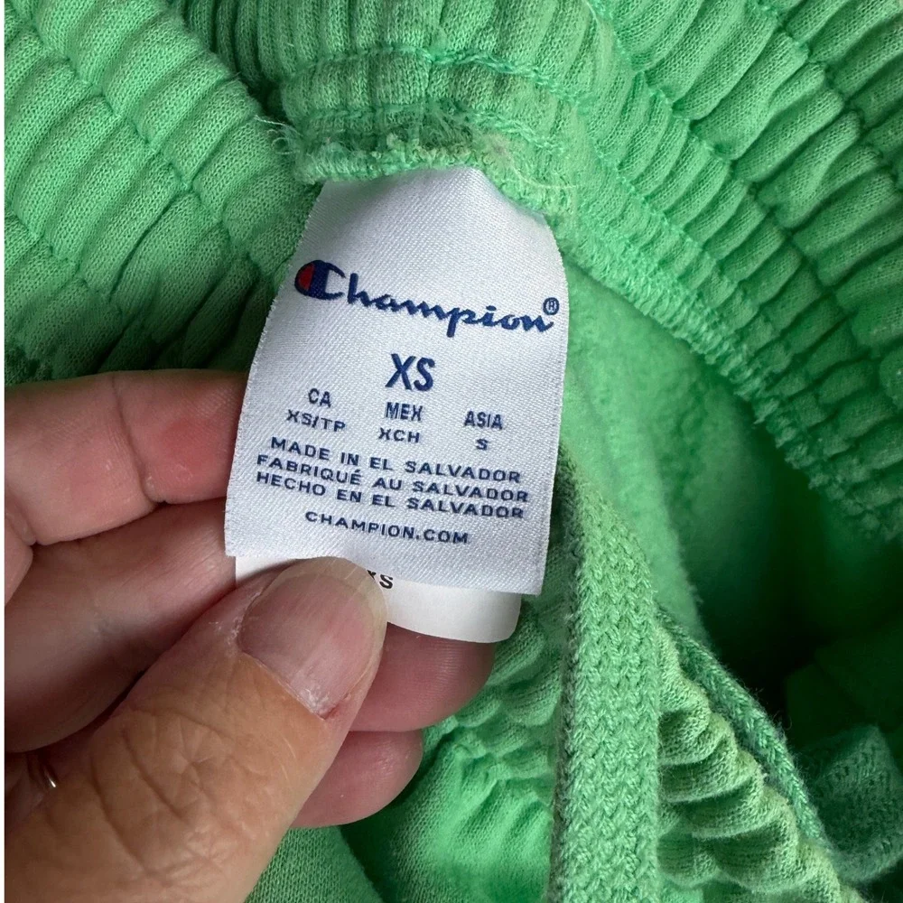 Champion‎ Womens XS Green Jogger Sweatpants High Rise Fleece Lined Drawstring